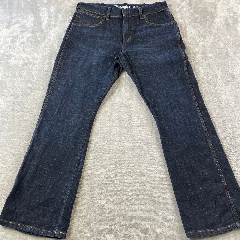 Wrangler Retro Jeans Slim Boot Mens 32x28 Dark Wash Indigo Denim Western Cowboy